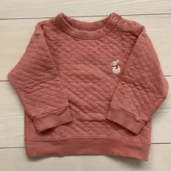 ピンク キルティング トレーナー ウサギ刺繍