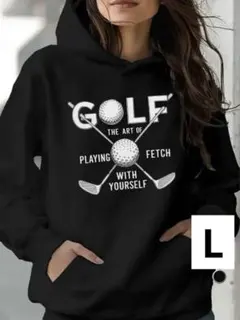 【新品/Lサイズ】ゴルフウェア レディース 長袖 パーカー フード付き ブラック