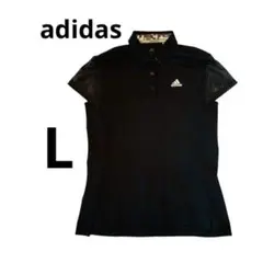 adidas golf アディダスゴルフ/レディースL/ブラック/半袖ポロシャツ