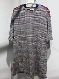 ZARA TRF チェック柄 半袖ひざ丈ワンピース