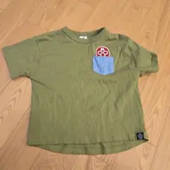 オリーブグリーン Tシャツ デニムポケット