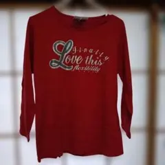 U.N.S 赤色 長袖 Tシャツ Lサイズ