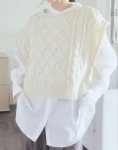 earth music&ecology ケーブルニットベスト