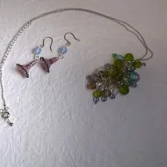 ハンドメイド ネックレス60923.7・ピアスセット