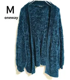 one way モールカーデ ケーブルニット ロング　グリーン　緑　Mのサムネイル