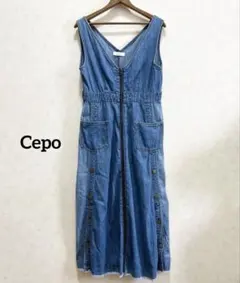 セポ Cepo デニムワンピース M 金ボタン ジャンスカ ノースリーブ