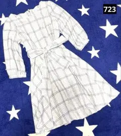 Rew de Rew チェック柄フレアワンピース ウエストリボン付き フォーマル