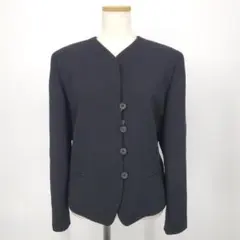 /＊b【美品】コルディア ノーカラー ジャケット アウター 上着 紺 ネイビーのサムネイル