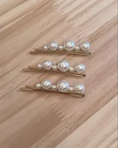 パールヘアピン 3個セット ゴールド