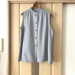 ウール混　ゆったりベスト L グレー　なで肩　ハンドメイド