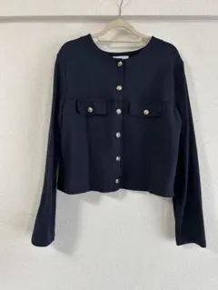 H&M ネイビー ボタン付きカーディガン M