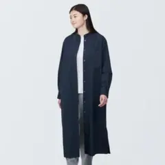 無印良品 シワになりにくいブロードスタンドカラー長袖ワンピース