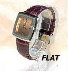 ❤️高見え‼️⭐新品電池・ベルト交換済⭐FLATシンプルスクエアレディース腕時計