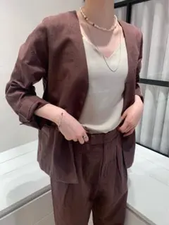 omekashi オメカシ リネンノーカラージャケットのサムネイル