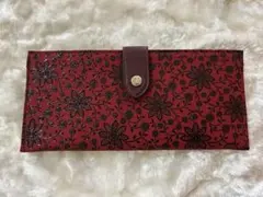 印伝 長財布 印傳屋 甲州印伝 財布 花柄型押し 長財布 レッド系のサムネイル