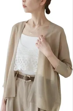 ROPE' PICNIC LEVITAシアーニットトッパーカーディガン ベージュ