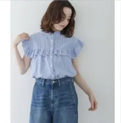 アーバンリサーチ サニーレーベル　スタンドカラーフリルシャツのサムネイル