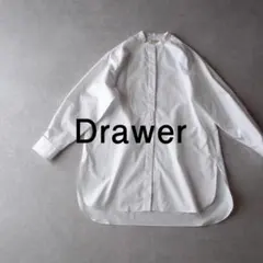 美品 ドゥロワー 5,4万 バンドカラーブラウス シャツ Drawer W270 美品 ドゥロワー 5,4万 バンドカラーブラウス シャツ Drawer W270