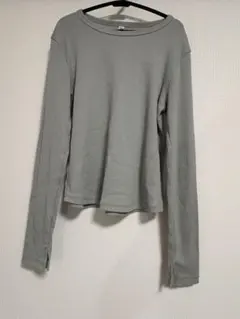 GU リブクルーネック長袖カットソー ブルーグリーン