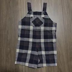 チェック柄　オーバーオール　80