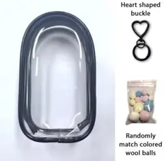 イニシャルラブブ VLABUBU 透明ポーチ ハート型バックル付き(ブラック)