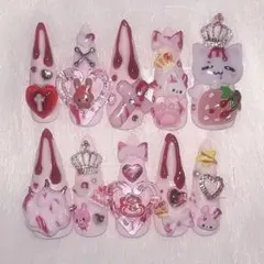 ꒰No.6꒱ 【血みどろねこ】地雷 女児ネイル 平成女児 ネイルチップ 現品