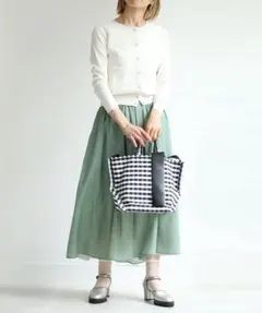 ほぼ未使用　エバゴス　ギンガムチェック　トート　PVC Y字トート　Mサイズのサムネイル