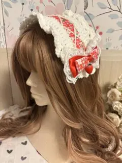 ヘッドドレス　イチゴ　ボンネット　カチューシャ　バブーシュカ