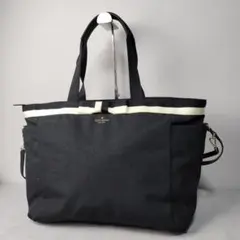美品✨️ケイトスペード トートバッグ キャンバス ブラック ロゴ リボン