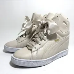 完売品✨　PUMA ハイカット　インヒール　リボンシューズ　スニーカー　24cm PUMA エナメル 本革 ハイカット インヒールスニーカー 25cm - メルカリ