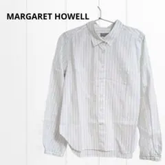 マーガレットハウエル 長袖シャツ　ブラウス M - 白　ストライプ
