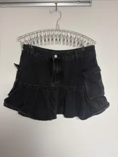 ブラック プリーツスカート L デニム スカート