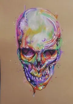 スカル アート 絵画 カラフル 骸骨 イラストのサムネイル