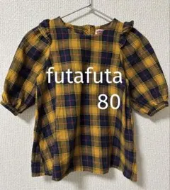 futafuta 長袖ワンピース 80 チェック柄 秋冬 綿100%