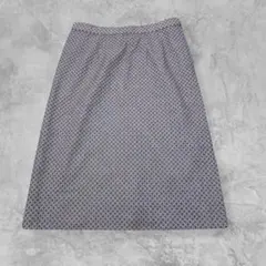 膝丈スカート 幾何学柄 グレー Vintage レトロ 通勤