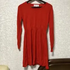 ロペピクニック　真っ赤な情熱的な長袖ニットワンピース　チェック