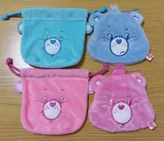ケアベア　CareBears　ポーチ ふわふわフェイス巾着 ガチャ　4点セット