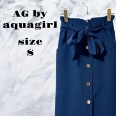 【良品】AG by aquagirl ネイビー タイトスカートリボン付き【S】