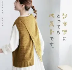 ソウルベリー　うしろでシャツとの重ね着を遊びニットベスト