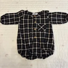 【お値下げ！ペアマノン】ポケット付き スタンドカラー ロンパース