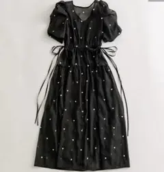 olive des olive ハート刺繍ワンピース 黒 オリーブデオリーブ