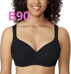 ブラジャー 大きいサイズ ワイヤーあり 無地 フルカップ　ブラックB90