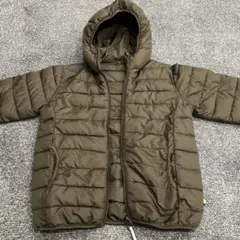 ダークブラウン フード付き中綿コート 140