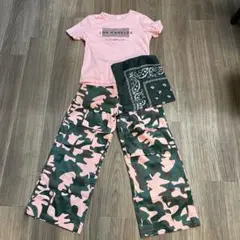SHEIN 9Y カモフラージュパンツ Tシャツ セット