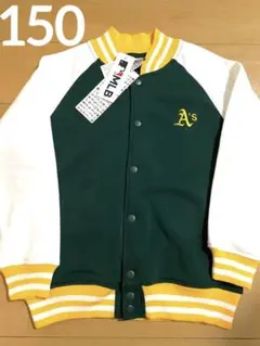 MLB アスレチックス　ロゴ　スタジャン　サイズ150 新品 ブルゾン　緑