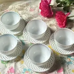 新品未使用品　有田焼　白磁　光峰窯　湯呑　小皿　和風モダン　緑茶　日本　カラフル