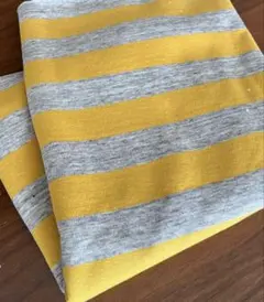 《ニット生地》裏毛ニット　綿100% マスタード×グレー　トレーナー生地