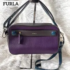 美品✨フルラ 2way カメラバッグ ショルダーバッグ パープル カーキ