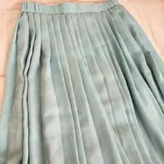【日本製】 ミントグリーン 花柄 プリーツロングスカート 古着 華やか 春 夏のサムネイル