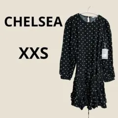 春に可愛い小花柄✨CHELSEA ブラック 花柄 ワンピース XXS